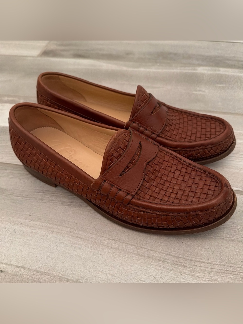 J. Crew Winona Penny Loafers in Woven Italian leather Women's Size 9 Brown - Picture 8 of 15